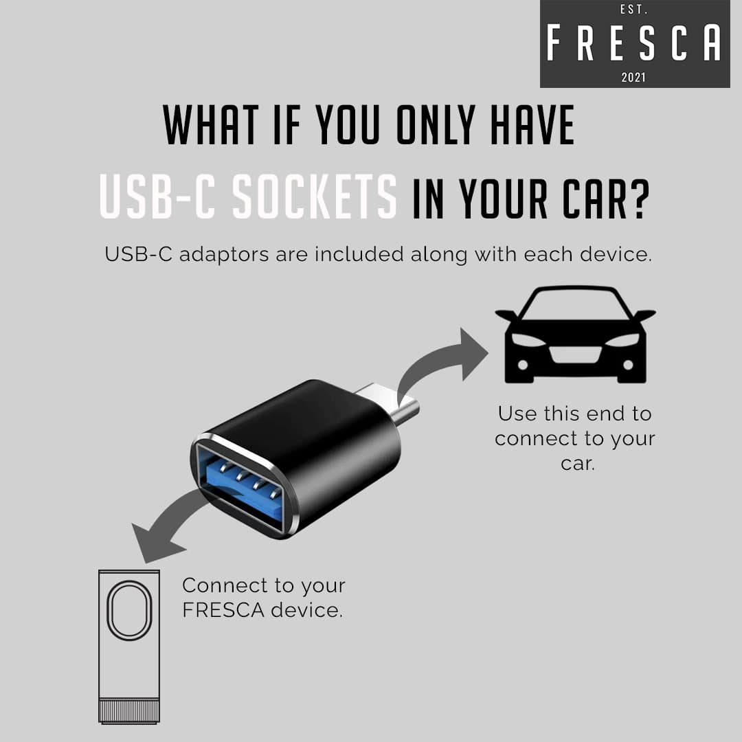 Fresca USB-A to USB-C Cable (with adaptor)